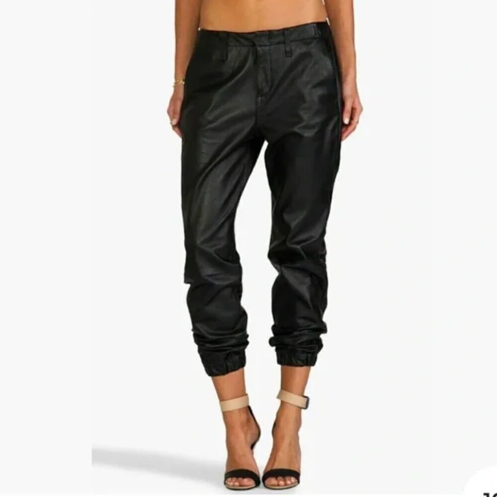 Rag & Bone Pajama Genuine Lamb Leather Black Jogger Pants sz 24